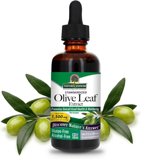 [BRSWIYQEO5YQYDDE] Nature's Answer Olive Leaf Extract, Alcohol-Free, Non-GMO, Vegan, Gluten-Free, Made in USA, 2 Ounce | Olive Leaf Extract for Wellness