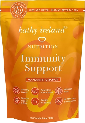 [BRSROAQ7CUOWM3QU] kathy ireland Imune Support Powder, Wellness Booster, Immunity Defense dodatek z vitaminom C, D, cink & Elderberry, Instant Drink Mix, Mandarine Orange, 7.4 oz