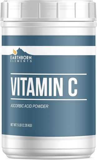 [BRSRMFIEPMMA4YDA] Elementos tercos Vitamina C Polvo 5 lb, ácido ascórbico, Suplemento dietético