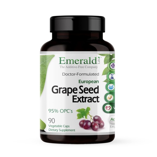 [BRSWIZQDBAAAIDDC] EMERALD LABS European Grape Seed Extract - Antioxidant & Immune Support Supplement - Supports Healthy Blood Flow - 90 Vegetable Capsules (90-Day Supply)