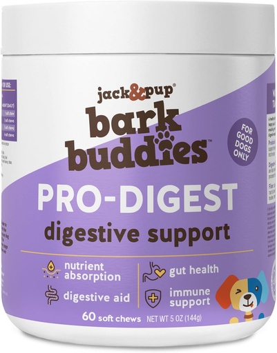 [BRSW2YIKPIPQGE33] Jack&Pup Probiotic Chews for Dogs - Dog Probiotic Chews Small and Medium - Pro-Digest Bark Buddies (Up to 40 lbs) Puppy Probiotic Dog Chews, Pet Probiotics for Dogs - Probiotics for Puppies (60ct)