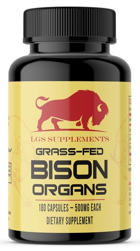 [BRSRO2YZCIHGOYI3] Grass Fed Bison Organ Supplement, Supports Whole Body Wellness with Proprietary Blend of Liver, Heart, Kidney, Freeze-Dried Bison, Non-GMO, 180 Capsules