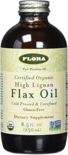 [BRSWKZYHCYDAICL2] Flora Organic Flax High Lignan Oil 17 oz - Cold Pressed & Unrefined - Non GMO & Gluten Free