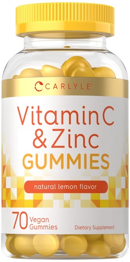 [BRSROCAEPJ7AO3L4] Carlyle Vitamin C and Zinc Gummies | 70 Count | Lemon Flavor | Vegan, Non-GMO, and Gluten Free Supplement