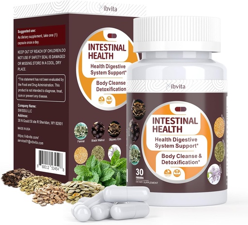 [BRSRAFD6CQIAGC3G] Gut Health Cleanse Detox Capsules - Intestinal Cleaner with Wormwood, Black Walnut, Garlic Bulb, Clove Support Colon Cleanser & Digestion System for Women & Men, 30 Caps