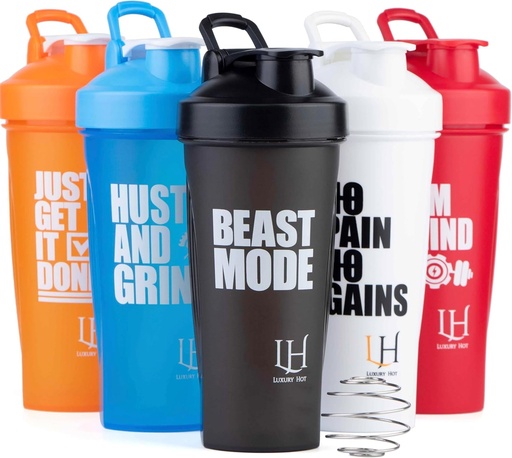 [BRSRAYA6PJ5W2CLB] Protein Shaker Bottle 600ml (20oz) – Stylish BPA-Free Shaker Cup with Mixing Ball | Leakproof, Durable | For Gym, Travel, Office, Daily Use | Motivational Printed for Men & Women