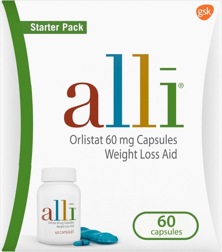 [BRSWG2QTBYNBQCTV] alli Diet Weight Loss Supplement Pills, Orlistat 60mg Capsules Starter Pack, Non prescription weight loss aid, 60 count(Pack of 1)