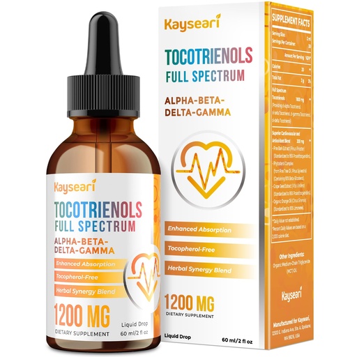 [BRSRAGIBCUBBYD3X] Full Spectrum of Tocotrienols Supplement 1200mg- Tocotrienol Vitamin E Liquid,Tocopherol-Free - Superior Antioxidant Blend - Higher Absorption - 2 fl oz,30 Servings