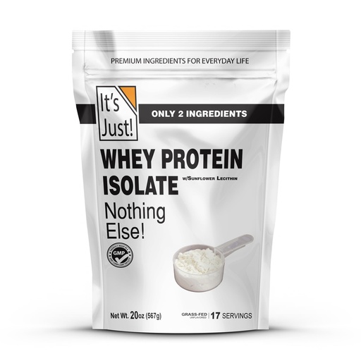 [BRSRMZQTAEJWE3TL] It's Just! - Whey Protein Isolate, Ultra Premium Grass-Fed, Unflavored, Made in USA, Pure 90% Protein, Only 1g Carb, No Added Sugar (1.25 Pound)