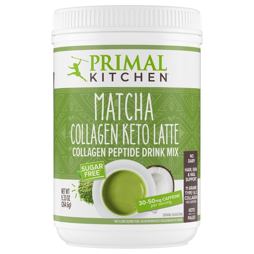 [BRSWYYD2OB7RMHT7] Primal Kitchen Matcha Collagen Keto Latte Powder, Sugar-Free Collagen Peptides, 9.33 Ounces