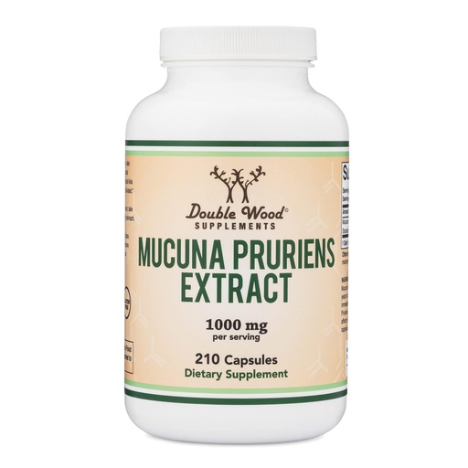 [BRSWYYA6BYARUH3X] Mucuna Pruriens Extract Capsules - Dopamine Boosting Supplement - 210 Count, 1,000mg Per Serving, 20% (from Velvet Bean) (for Mood and Motivation Support) Third Party Tested by Double Wood