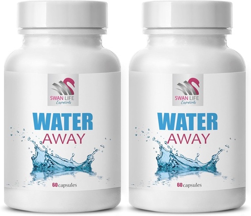 [BRSRAZL5OYCBOAD6] Support d'eau diurétique - WATER AWAY - Supplément de fluide, Diurétique de bien-être, Support de fluide naturel, Support d'équilibre à base de plantes, Supplément de gestion d'eau, Diurétique naturel, Wellness 2 Bouteille 120 Caps