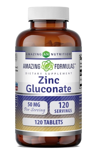 [BRSW2ZACCV7G2CD6] Amazing Formulas Zinc Gluconate Supplement | 50 Mg Per Serving | Tablets | Non-GMO | Gluten-Free | Made in USA (120 Count)