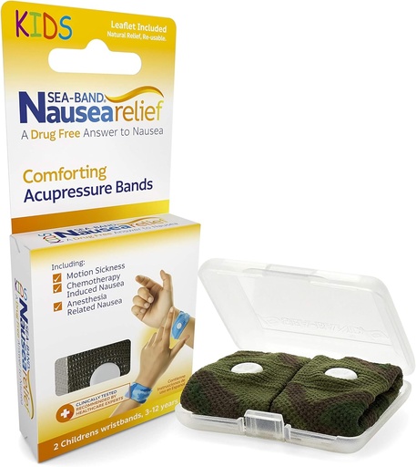[BRSWIZQQAV4WYCD6] Sea-Band Anti-Nausea Acupressure Wristband for Motion & Morning Sickness, Child, 1 Pair Camouflage