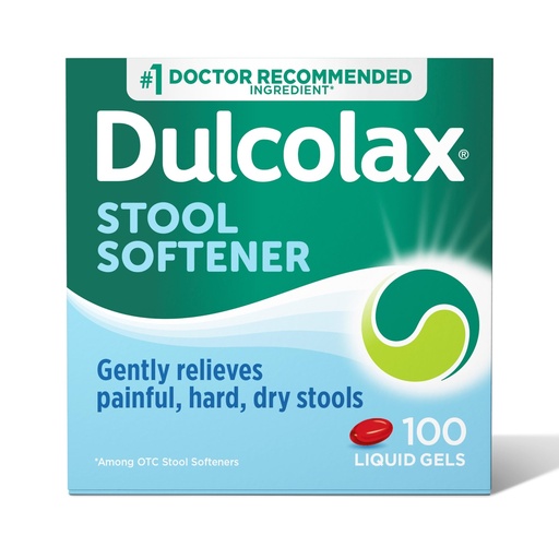 [BRSWIYTZOQCB2EA4] Dulcolax Stool Softener Laxative Liquid Gel Capsules, Gentle Constipation Relief for Hard, Dry Stools, Docusate Sodium 100 mg, 100 Count