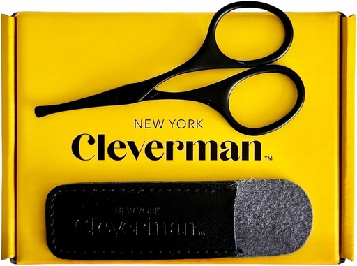 [BRSRA2Q3A4CWCCQ2] Cleverman Premium Facial Hair Scissors –Professional Nose Hair Scissors, Curved Safety Blades and Rounded Tips for Eyebrow, Mustache, Beard, Ear Hair Trimming. Stainless Steel Grooming Tools for Men