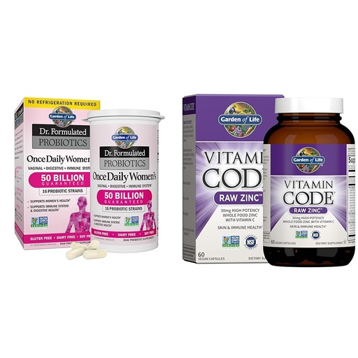 [BRSROAINOFYG22DP] Garden of Life & Zinc Supplements 30mg High Potency Raw Zinc and Vitamin C Multimineral Supplement, Vitamin Code/Trace Minerals & Probiotics for Skin Health & Immune Support, 60 Vegan Capsules