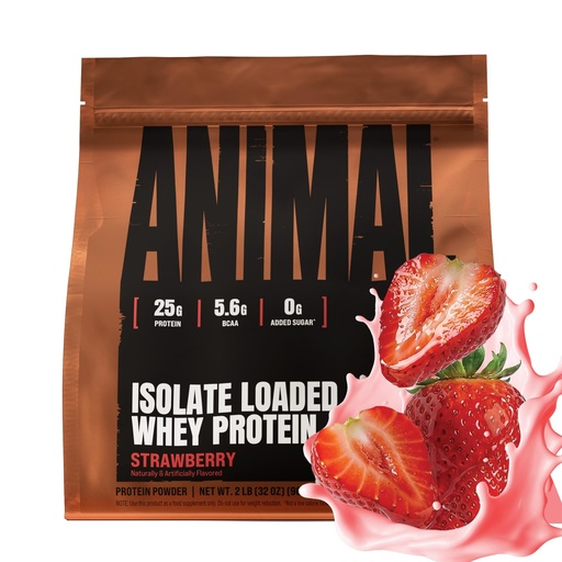 [BRSWK233BQAA4G3M] Animal Whey Isolate Protein Powder - Loaded for Pre & Post Workout Muscle Builder and Recovery with Digestive Enzymes for Men & Women - 25g Protein, Great Taste, Low Sugar - Strawberry 2 lbs