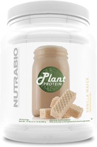 [BRSW2FL2BEIBA33B] NutraBio Plant Protein – Complete Amino Acid Profile – 20G of Protein per Scoop – Gluten and Dairy Free, Zero Fillers, Naturally Sweetened, Non-GMO, USA Made Protein Powder (Vanilla Wafer)