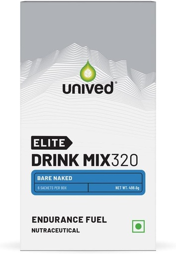 [BRSROHAZAUPRE3AV] Unived Elite Drink Mix 320 | High Calorie Energy Drink | 2:1 Ratio & 80g Carbohydrates with 1705mg Essential Electrolytes | Endurance Athletes Sports Drink, Bare Naked, 6 Pack