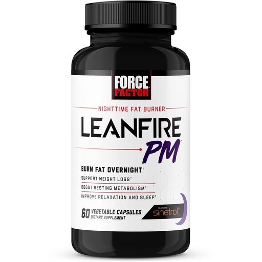 [BRSWYAIKAQMQ42AV] Force Factor LeanFire PM Weight Loss Pills for Women & Men, Fat Burner & Overnight Weight Loss Pills to Burn Fat, Boost Metabolism, Improve Sleep, Powerful Formula for Incredible Results, 60 Capsules