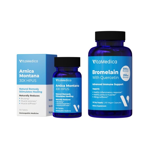 [BRSWIY36DEEG23T4] VitaMedica | Arnica Montana 30X and Bromelain with Quercetin Bundle | Arnica Montana | Bromelain | Quercetin | Recovery Bundle | Plant Based | Made in USA