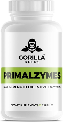 [BRSROHY6OJ5GKHTH] Gorilla Gulps - Primalzymes - Max Strength Digestive Enzymes, 60 Veggie Capsules