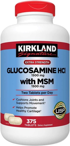 [BRSWGZAZC4HAGCTV] Kirkland Signature Glucosamine with MSM, 375 Tablets (3 Pack)