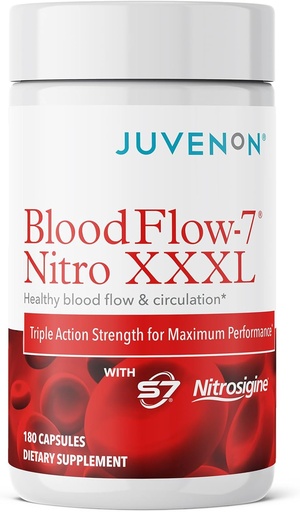 [BRSRAGARBYMQE3TP] Juvenon BloodFlow-7 Nitric Oxide Supplement med Nitrosigine - Förbättrad formel för maximal absorption - Cirkulationsbooster, blodtryck, kolesterolsupport (180 greve av 1)