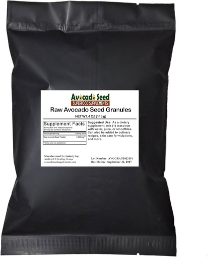 [BRSRAGQFDMFGOFY4] Raw Avocado Seed Granules 4 Ounces - Antioxidants,Fiber, Cholesterol,Heart Health,Skin Care-Made in USA-Original Manufacturer