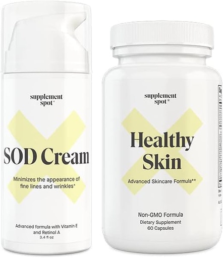 [BRSW2YACC54G2YLU] Bundle: SOD Superoxide Dismutase Facial Cream and Healthy Skin Anti-Aging Supplement