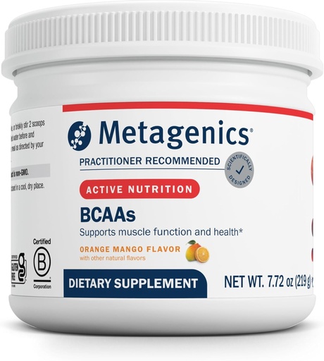 [BRSWGAL4BF7Q2HY4] Metagenics BCAAs Powder - Orange Mango Flavor - 2:1:1 Ratio of Leucine, Isoleucine & Valine - Supports Muscle Recovery, Endurance & Performance* - Non-GMO, Gluten-Free, Vegetarian - 30 Servings