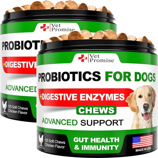 [BRSROHYZOQBRYELH] (2 Pack) Probiotics for Dogs - Dog Probiotics and Digestive Enzymes for Gut Health, Itchy Skin, Allergies, Immunity, Yeast Balance - Prebiotics - Reduce Diarrhea, Gas - 240 Probiotic Chews for Dogs