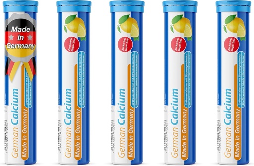 [BRSWYBD5CQHQYE3G] T&D German Calcium 500 mg - 100 Vegan Drink Effervescent Tablets - Lemon Lime Flavor - Made in Germany