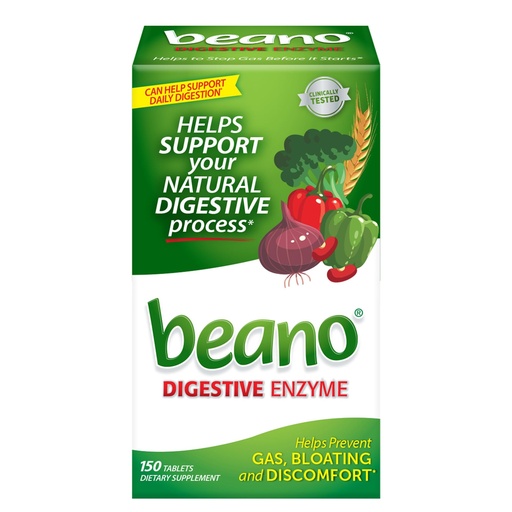 [BRSWKFDQA4OWCHTA] Beano Digestive Enzyme, Preventive Gas Relief for Adults, Helps Prevent Gas & Bloating, 150 Tablets
