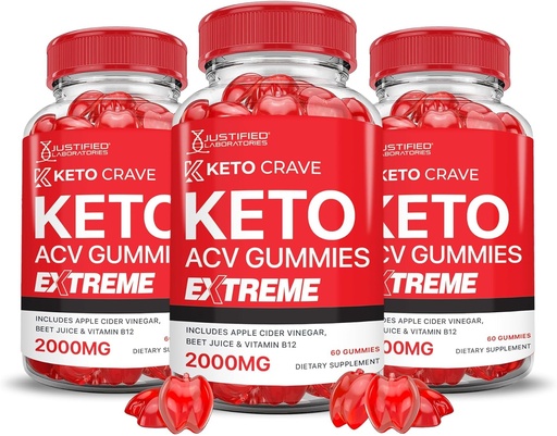 [BRSROAIFCIMA2DQ4] Уніфіковані лабораторії (3 Pack Keto Crave Keto ACV Gummies Extreme 2000MG Keto Crave Keto Gummies Advanced Formula Apple Cider Vinegar з помокраленим буряковим соком порошок B12 Vegan Non GMO 180 Gummys
