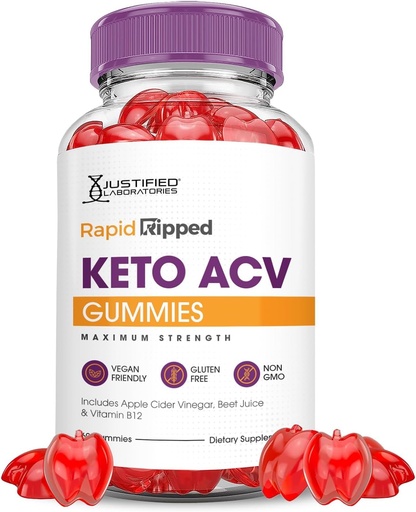 [BRSRA2Q3BYMQMHQU] Justified Laboratories Rapid Ripped Keto ACV Gummies Advanced Formula 1000MG Rapidripted Keto Gummies Apple Cider Vinegar Формулиран с нар нарове Juice Powder B12 Vegan Non ГМО 60 Gumies