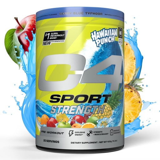[BRSRAZIEDIJRG3D7] Cellucor C4 Sport Strength Pre Workout Powder - NSF Certified for Sport - Beta-Alanine, Creatine, 200mg Caffeine - Sugar Free Energy Supplement for Men & Women - Hawaiian Punch Berry Blue, 20 Servings