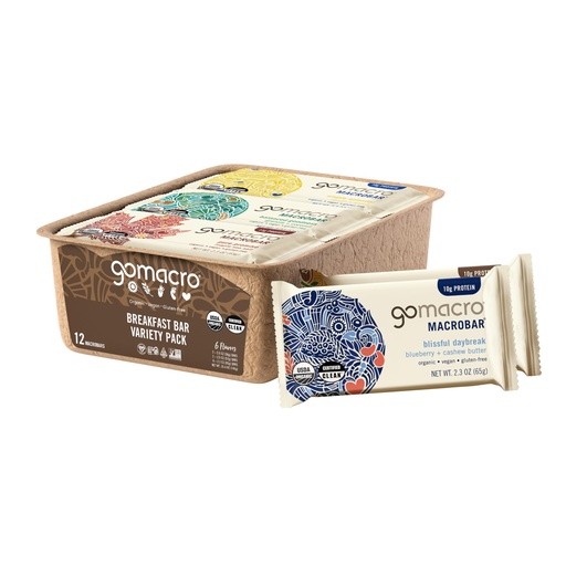 [BRSWGBAOBF6WKCYV] GoMacro Macrobar Organic Vegan Protein Bars, Breakfast Variety Pack, 12 Count
