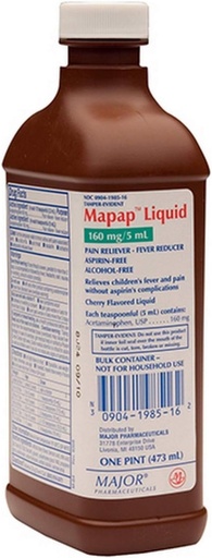 [BRSWIZY5BZ5R23Q7] Mapap Liquid Pain Reliever Fever Reducer, Cherry Flavored, One Pint