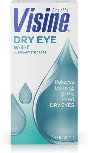 [BRSWIZYABMPQEGY7] Visine Dry Eye Relief Lubricant Eye Drops with Polyethylene Glycol 400 to Moisturize and Soothe Irritated, Gritty and Dry Eyes, Designed to Work Like Real Tears, 0.5 fl. oz