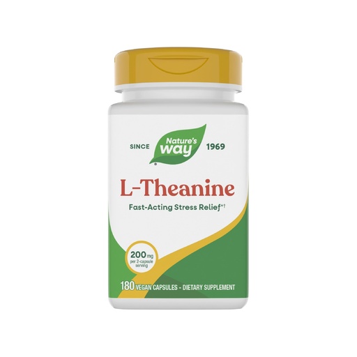 [BRSWIY36BAAQEFA7] Nature's Way L-Theanine, Stress Support*, Promotes Relaxation*, 200 mg per 2-Capsule Serving, Vegan, 180 Capsules (Packaging May Vary)