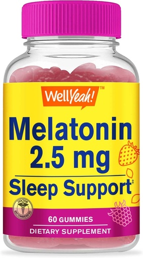 [BRSW2HYDCJ6RMAY7] WellYeah 2.5mg Melatonin Gummies - 60 Count