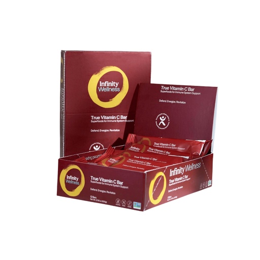 [BRSWKHDROIFQOCQ3] Infinity Wellness True Vitamin C Bar, Healthy Energy Bars with 1125 mg of Whole Food Vitamin C, Immune Boosting Plant Based Ingredients, Camu Camu, Acerola, Amla Powder, & Shilajit, Raw, Gluten Free, Non GMO