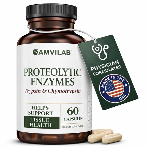 [BRSWG2QROV6GCAD7] Proteolytic Enzymes | Trypsin & Chymotrypsin – Advanced Digestive Enzyme Supplement for Woman&Men - Digestive Enzymes for Protein Breakdown, Immune & Circulatory Health - 60 Capsules