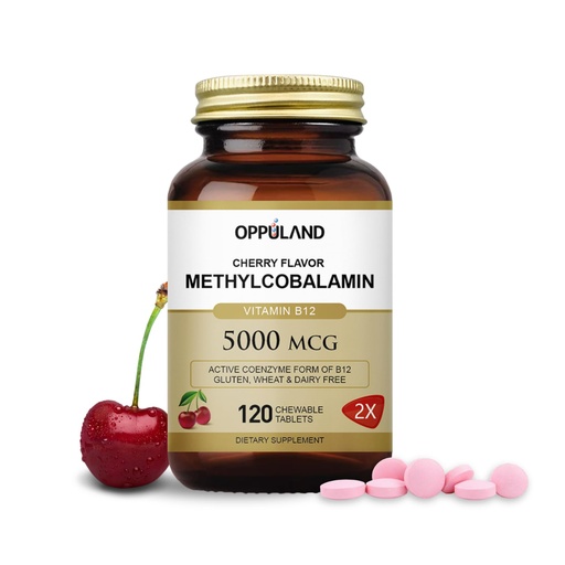 [BRSROHYQBABQMCQ7] Methyl B-12 5000mcg Chewable with Folate - Vitamin B12 Methylcobalamin Sublingual Tablets - Supports Energy & Brain Function - Vegan Supplement - Cherry Flavor - 120 Count