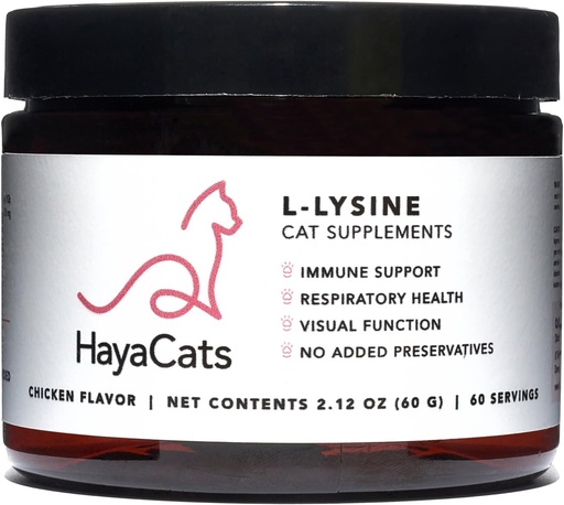 [BRSROCD2A54GMYIY] HayaCats L-Lysine Powder for Cats – Immune & Respiratory Support – Vet Formulated Supplement with Chicken Liver – Made in USA – 60 Servings