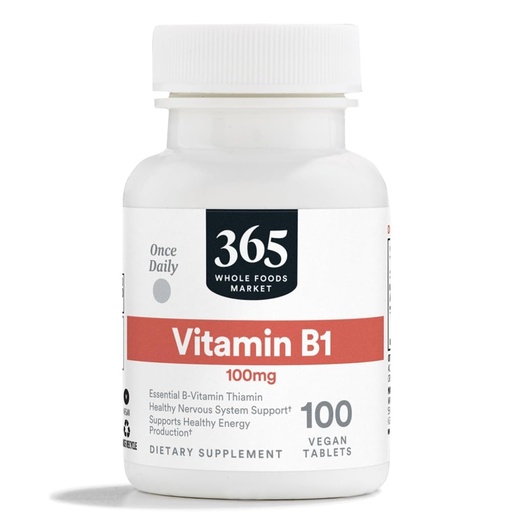 [BRSWGZQBOYJWCD33] 365 by Whole Foods Market, Vitamin B1 100mg, Vegan, 100 Tablets