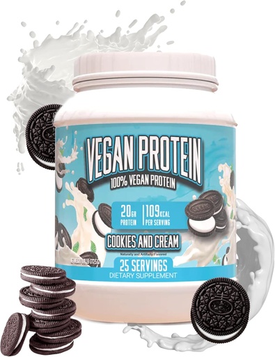 [BRSW2BQFOQGWOA3G] Huge Supplements Vegan Protein Powder - Cookies & Cream - Superior Plant-Based Protein Powder, 20g Protein Per Serving