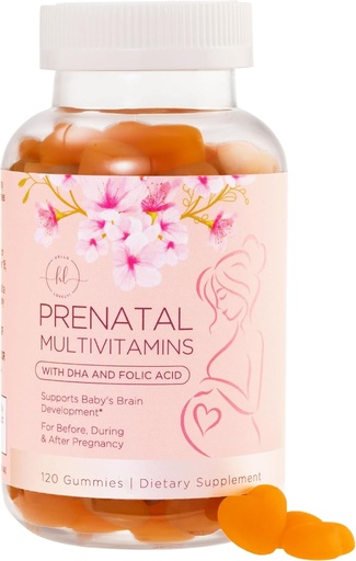 [BRSW2YAPBEHWC3I6] Gummies de vitamina prenatal - Nutrientes esenciales para la mujer, el embarazo y el desarrollo fetal - Incluye folato (ácido alimentario), DHA, Choline, Vitamina D - Preparar, Soporte " Salud nórdica - 120 Gummies